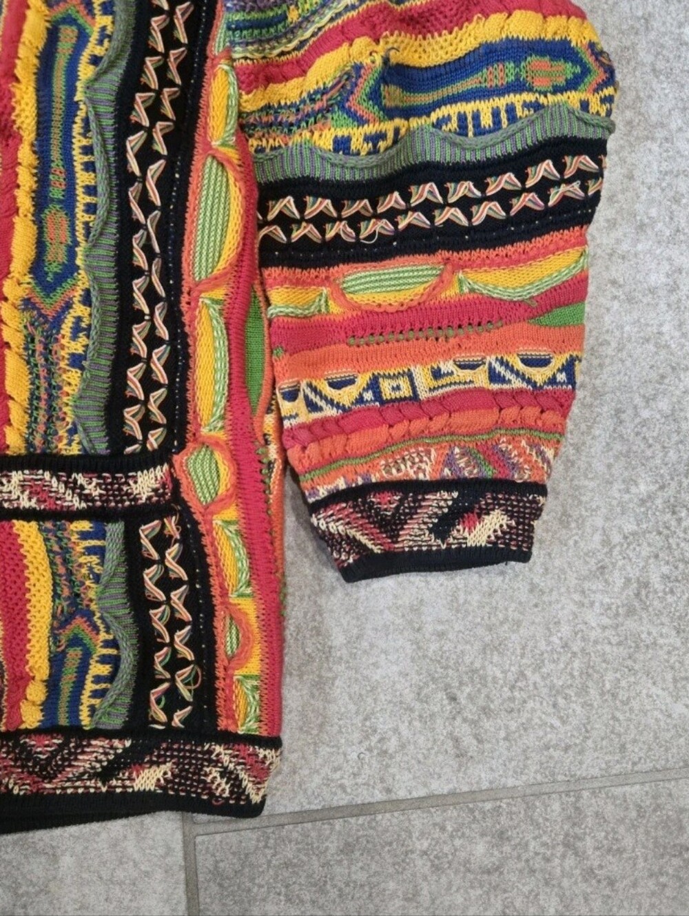 Vintage 90s COOGI Australia 3D Knit Cardigan Sweater Multicolor Cotton Biggie - Picture 5 of 10